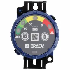 This 10-pack of inspection timers includes dark green, light green, red, and yellow units. Each timer tracks 365-day inspection intervals and features a yellow light that flashes every 10 seconds to provide a visual reminder for scheduled equipment checks in industrial facilities.