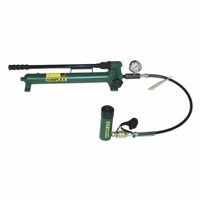 SIMPLEX Cylinder and Hand Pump Set: 10 ton Cylinder Nominal Capacity, 2 3/16 in Cylinder Stroke - Standard Ram & Pump Sets
