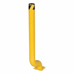 This bolt-on offset bollard is constructed from carbon steel with a yellow finish. It has a 4 1/2 in diameter and a 54 1/8 in install height. Used to protect building corners, equipment, and pedestrian areas from vehicle impact in warehouses, loading docks, and industrial facilities.