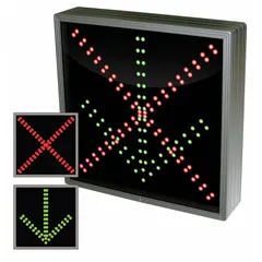 This LED sign indicates parking lot open/closed status with a green LED display. The aluminum enclosure measures 18 in x 2-1/2 in x 18 in and is powered by plug-in. It is not retroreflective. Commonly used at entrances of commercial facilities, hospitals, and municipal lots to guide drivers.