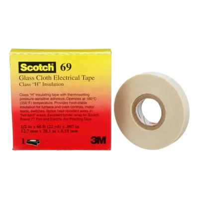 3M Electrical Tape: 1/2 in Wd, 22 yd Lg, 7 mil Thick, Fiberglass Cloth - Abrasion-Resistant Electrical Tape