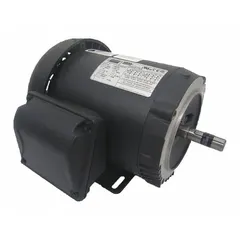 Totally enclosed fan-cooled (TEFC) 3-phase AC motor with C-face and rigid base mounting. Rated 3/4 hp, 3,440 RPM at 60 Hz, 230/460V AC, 2.24/1.12 A full load current. Suitable for direct-coupled applications such as pumps, fans, and conveyors.