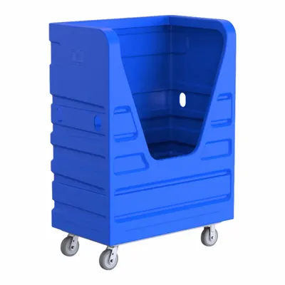 R&B WIRE PRODUCTS INC. Cube Truck: 48 in L x 29 in W x 69 in H, (2) Rigid/(2) Swivel, Blue - Vertical Cube Trucks