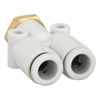 SMC KQ2U06-M6A Push-Fit Wye Fitting, 6 mm OD, White, 36 mm - Polybutylene & Brass Tube Fittings