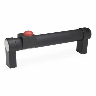 JW WINCO Pull Handle: Black, 1 Buttons, 12 Pin M12, Changeover, 6.81 in Grip Lg - JW Winco Door Handle Safety Interlock Switches