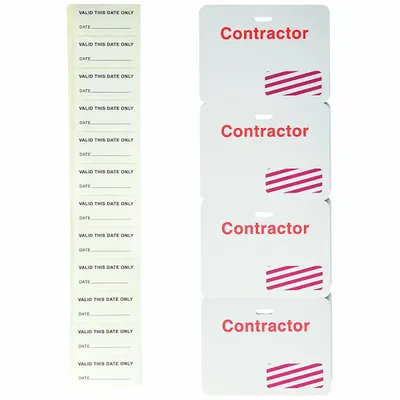 BRADY Card Clip On Badge, Paper, White, 3 in H x 4 in W, Red Legend, 500 PK - Clip-On ID Badges