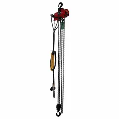 Hook-mounted air hoist with 2000 lb lifting capacity and 15 ft lift length. Features a swivel hook with safety latch and NPT connection. Designed for fixed-point lifting in industrial settings such as manufacturing and maintenance. Operates on compressed air for repetitive lifting tasks.