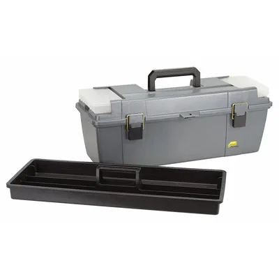 PLANO MOLDING Tool Box: 26 in W 10 in D 11 in H, Plastic, Gray, Padlock - Plastic Tool Boxes
