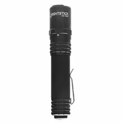 This rechargeable flashlight delivers 1100 lumens with a 235-meter beam and 2-hour runtime at maximum brightness. It features a metal body, tail switch, and includes a rechargeable battery with USB Type-C charging cord. Suitable for inspection, patrol, and search tasks requiring portable illumination.