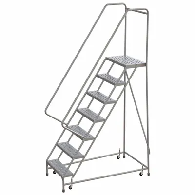 BALLYMORE Rolling Ladder: 5.8 ft Platform Ht, Assembled, Aluminum, Wt-Actuated - Aluminum Weight-Actuated Ladders