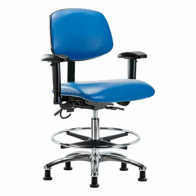OEM Task Chair: Vinyl, Arms Included, Ht Range 21 1/2 in to 29 in, 18 1/2 in Seat Wd - Vinyl ESD Chairs