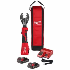 This M18 FORCE LOGIC cordless crimper features a die head for D3/O/W dies and handles copper conductors from 8 AWG to 750 kcmil. It is designed for crimping electrical cable terminations in industrial, commercial, and utility installations. The tool includes ONE-KEY technology and is supplied as a bare tool without battery or charger.