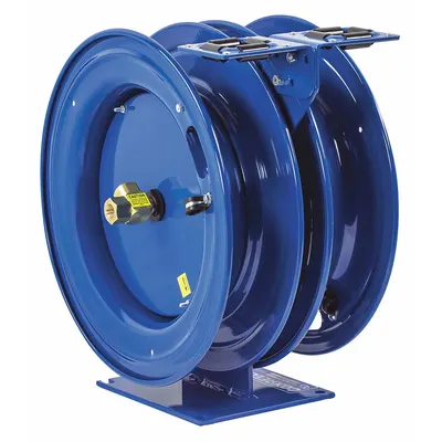 COXREELS Dual Reel Spring Return Hose Reel: 25 ft (1/2 in I.D.), 300 psi Max Op Pressure - Air or Water Combination Spring-Return Hose Reels