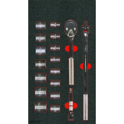 PROTO J54122KV 18-Piece SAE Socket Set with Bit Sockets & Drive Tools - SAE Socket Sets with Bit Sockets & Drive Tools