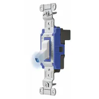 HUBBELL Wall Switch: Toggle Switch, Single Pole, Maintained, White, 120/277V AC, 15 A (MPN SNAP1201ILW)