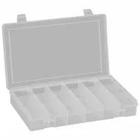 DURHAM MFG Compartment Box: 6 3/4 in x 10 7/8 in x 1 3/4 in, Clear, 18 Compartments, Snap (MPN SP18-CLEAR)