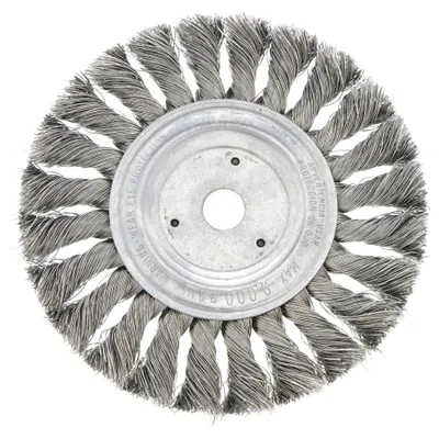 WEILER Wire Wheel Brush: Twisted Stainless Steel Steel, 6 in Dia x 1/2 in Wd - Heavy-Cleaning Brushes for Contoured Stainless Steel Surfaces