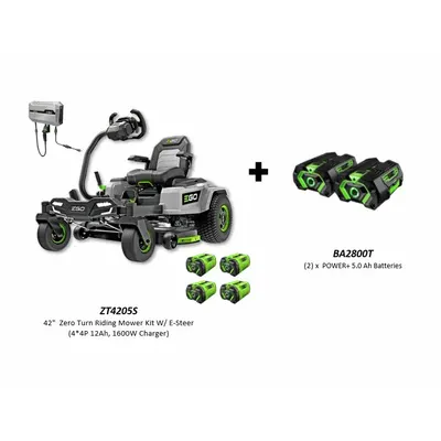 EGO 42" Battery-Powered Zero-Turn Mower with Two 12.0 Ah Batteries - Battery-Powered Zero-Turn Mowers
