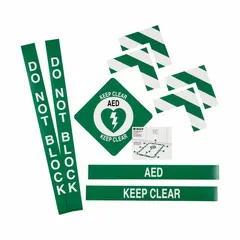 This vinyl floor sign marks AED locations with a 30 x 36 inch adhesive-mounted sign. The anti-slip surface provides traction in high-traffic areas. Suitable for industrial and commercial facilities to guide emergency responders.