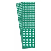 Pipe Marker: Hot Water Recirculation, Green, White, Fits 3/4 in and Smaller Pipe O.D., 5 PK (MPN 7375-3C-PK)