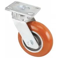 APPROVED VENDOR Plate Caster: Swivel, Polyurethane, 6 in Wheel Dia, 2 in Wheel Wd, Ball, Medium Duty