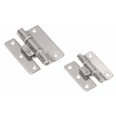 This torque hinge provides controlled rotational resistance for lids, doors, and panels. Constructed from stainless steel, it is suited for corrosive or washdown environments. Leaf height is 1 31/32 in, leaf width is 53/64 in.