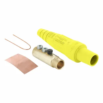 LEVITON Single Pole Inline: Female, Yellow, 600V AC/600V DC, 400 A, Double Set Screw Termination - Plugs with Set Screw Terminations