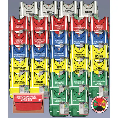 DISASTER MANAGEMENT SYSTEMS Major ICS Vest Kit: Safety Vest ANSI Class Class 1, Assorted - Incident Command Safety Vest