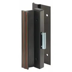 This recessed handle for sliding doors measures 2 inches in width and 7 3/8 inches in height. It provides a flush-mount locking solution suitable for space-constrained applications such as access panels, cabinets, and enclosures.