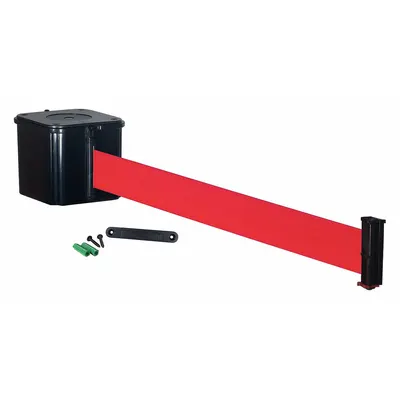 RETRACTA-BELT Wall Mounted Retractable Belt Barrier: Removable Mounting Plate, 15 ft Belt Lg - Wall-Mount Retractable Belt Barriers