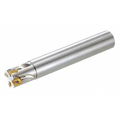 This indexable square-shoulder end mill features a standard length shank and a 90-degree cutting angle for precise shoulder milling and slotting. Designed for use with indexable inserts, it is suitable for machining steel, stainless steel, and cast iron in general industrial applications.