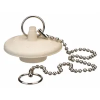 APPROVED VENDOR Drain Stopper: 1 3/8 in Overall Dia, Rubber, White, Push and Pull