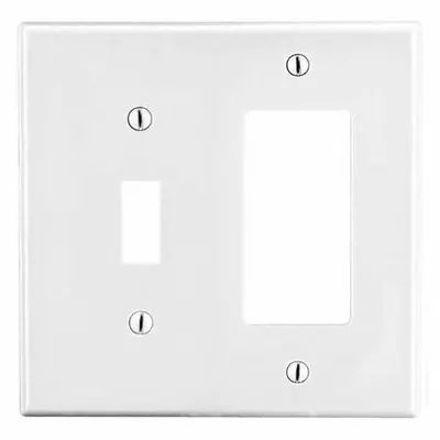 HUBBELL Wall Plate: Combo, 2 Gang, White - Combination Wall Plates