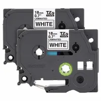 Combined Label and Ribbon Cartridge: 45/64 in x 26 1/4 ft, Polyester, White (Gloss), Indoor/Outdoor (MPN TZE2412PKG)