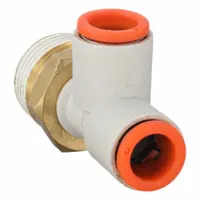 SMC Push-Fit Tee Fitting: 3/8 in Pipe x 5/16 in OD x 5/16 in OD x 3/8 in Pipe Size, White (MPN KQ2Y09-03AS)