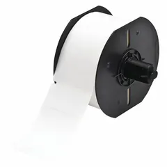 Vinyl, white matte precut label roll for permanent identification of 1 AWG wire gauge. Each roll contains 400 wraparound labels. Compatible with BBP33 printer series and requires B30-R4300 ribbon. Used for marking cables and wires in industrial electrical panels, control cabinets, and machinery.