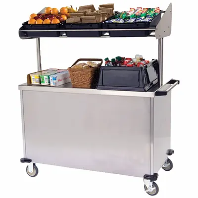 LAKESIDE Breakfast Cart: Silver, 1 Compartments, Stainless Steel, 67 in Overall Ht - Breakfast Carts