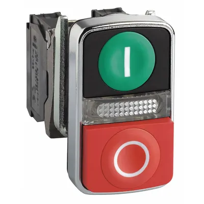 SCHNEIDER Multihead Operator: 3 Buttons, 22 mm, 1NO/1NC, Metallic, Full Volt - Illuminated Multihead Push Buttons