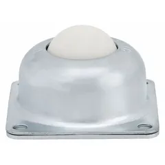 This flange mount ball transfer has a 1.5 in diameter ball with a load capacity of 125 lb and a projection of 1 3/16 in. It is used in material handling systems to enable omnidirectional movement of loads on conveyor lines, packaging stations, and assembly tables.