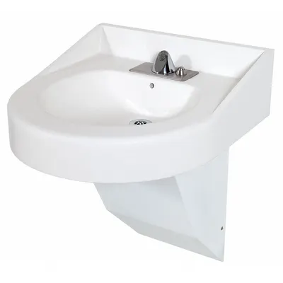 BESTCARE Bathroom Sink: Polymer Resin, 14 1/2 in Bowl Lg, 4 in Bowl Dp, ADA Compliant - One-Bowl Institutional Bathroom Sinks