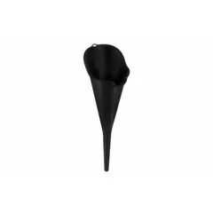 This polypropylene spout funnel has a 24 oz fluid capacity, 5 3/4 in overall diameter, and 16 1/4 in overall height. Its extended length provides access to deep or recessed fill ports on machinery, equipment, and drums. The black color and polypropylene material offer chemical resistance for controlled fluid transfer in industrial settings.