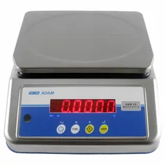 Food scale with LED display and readability of 0.0002 lb and 0.1 g. Weighing surface measures 9 5/8 in wide by 7 1/8 in deep. Suitable for portion control and ingredient measurement in commercial kitchens and food preparation areas.