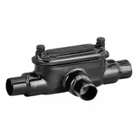 Conduit Outlet Body: T Body, 3/4 in Trade Size, 3 Hubs, 8 cu in Body Capacity, Aluminum, PVC Coated (MPN PV0700T28)