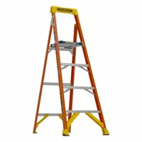 WERNER Step Ladder: 6 ft Ladder Size, Fiberglass, 300 lb Load Capacity, 16 lb Wt, 12 in x 12.5 in (MPN RS1A06)