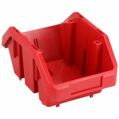 QUANTUM STORAGE SYSTEMS Cross-Stacking Bin: 6 5/8 in x 9 1/2 in x 5 in, Red - Cross-Stacking Plastic Bins