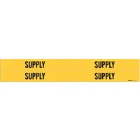 Pipe Marker: Supply, Yellow, Black, Fits 3/4 to 2 3/8 in Pipe O.D., 4 Pipe Markers, Without Arrows (MPN 7311-4)