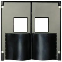 Swinging Door: Polyethylene, 2 Doors, Gray, 8 ft Door Wd, 9 ft Door Ht, Window Included, 1 PR (MPN 96108XDCGR)