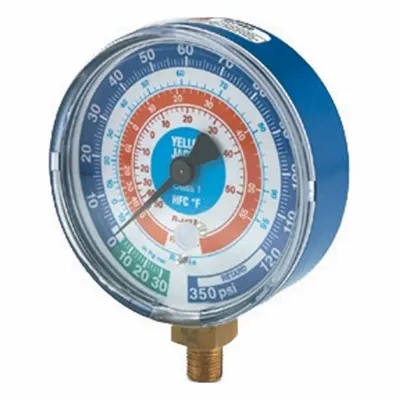 YELLOW JACKET Low Side Gauge: Low Side Gauge, 0 psi to 120 psi, Non-Liquid Filled - Analog Low Side Compound Pressure Gauges