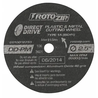 ROTOZIP Abrasive Cut-Off Wheel 5-Pack, 46 Grit Aluminum Oxide, Model DD-PM5 - Cut-Out Tool Accessories
