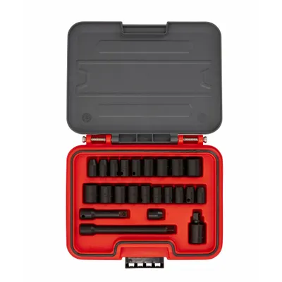 PROTO Socket Set: 3/8 in Drive, 23 Piece, Metric/SAE, 1/4 in to 3/4 in - SAE & Metric Socket Sets with Drive Tools
